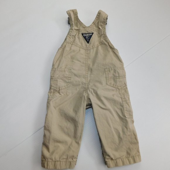 Oshkosh B'gosh Baby Boys 6-9 Months Tan  Stripe Lined Overalls with Roll Up Cuff - Picture 12 of 14